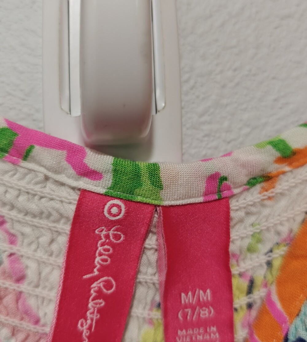 Lilly Pulitzer Smocked Nosey Posey  Maxi Dress Girls Medium 7/8 Adjustable Strap - Picture 4 of 5